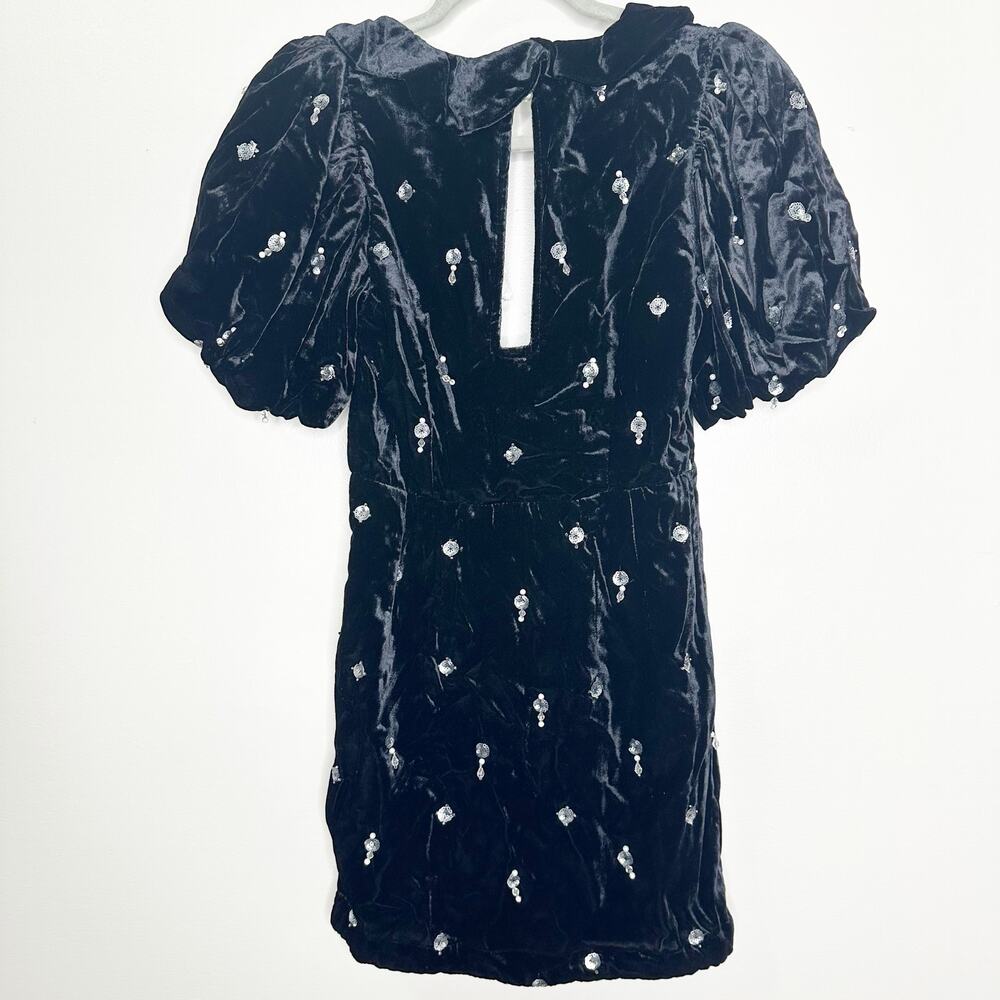 Anthropologie Maeve Black Velvet Embellished Mini Dress Size 2 NEW - Picture 4 of 10